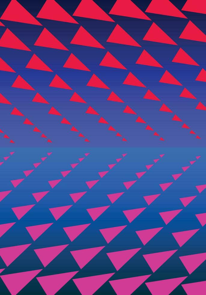 triangle pattern repetition vector with red blue pink color for background design.