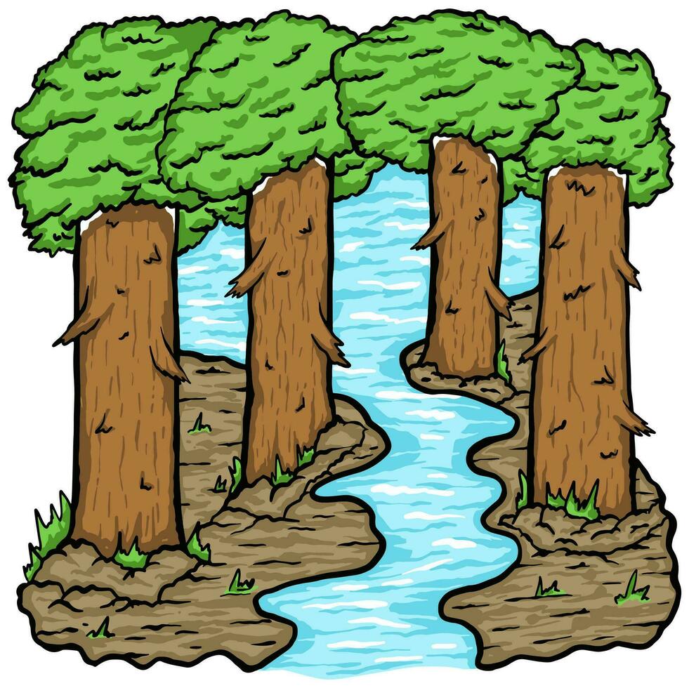 bosque río ilustración vector