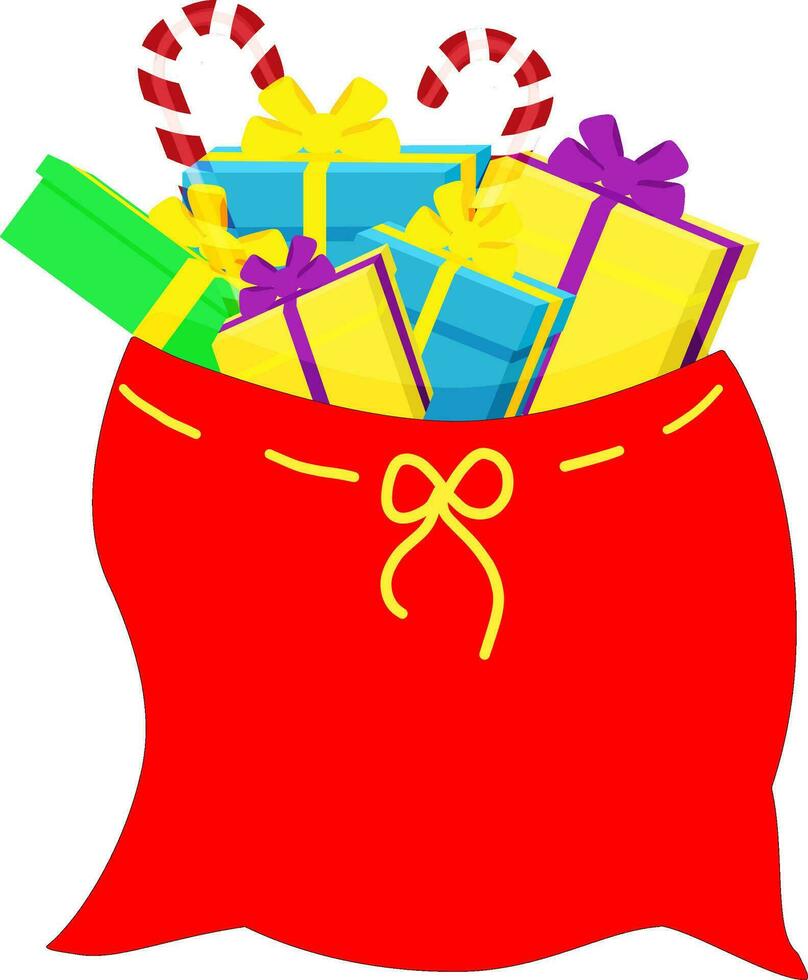 ilustración con un Navidad bolso con regalos. elemento para imprimir, tarjeta postal y póster. vector ilustración