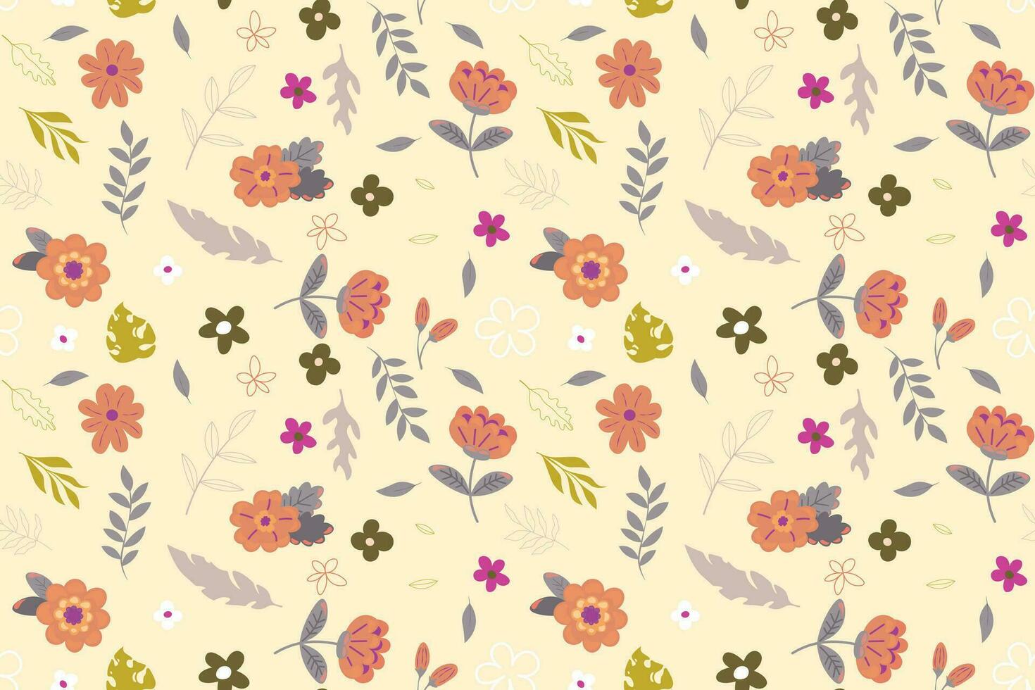 Abstract flat hand draw floral pattern background. Vector. vector