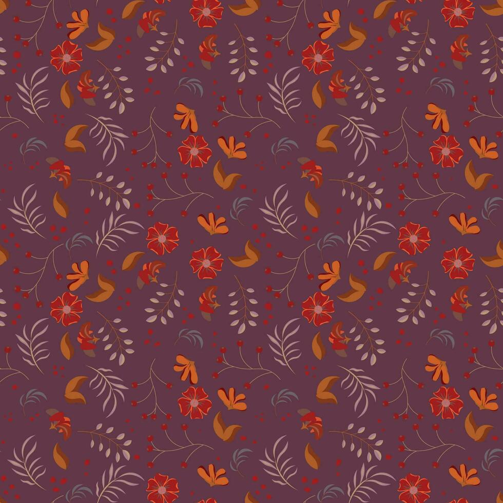 mano plana abstracta dibujar fondo de patrón floral. vector. vector