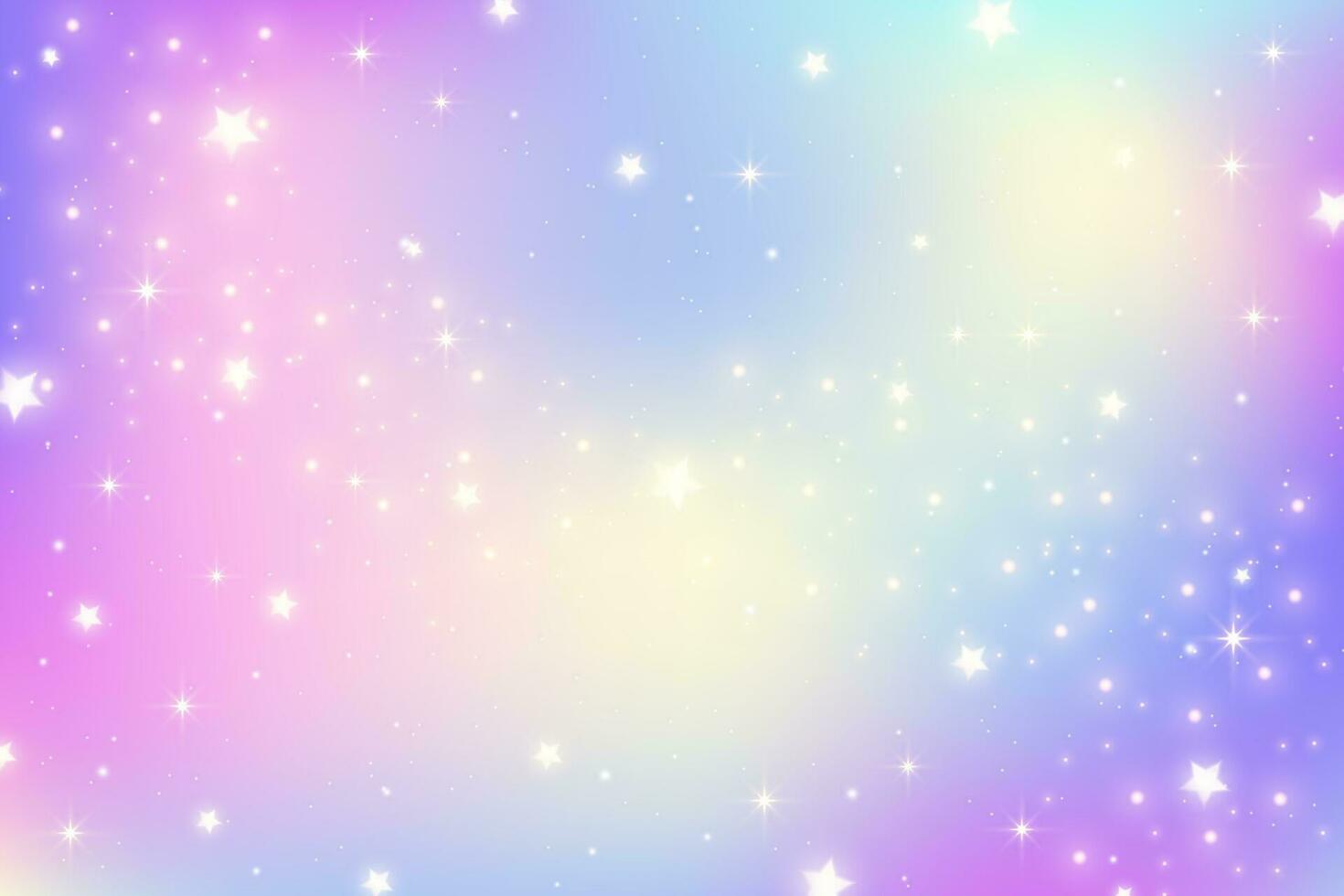 Pink unicorn sky with stars. Cute purple pastel background. Fantasy dreaming galaxy and magic wavy space with fairy light. Vector illustration