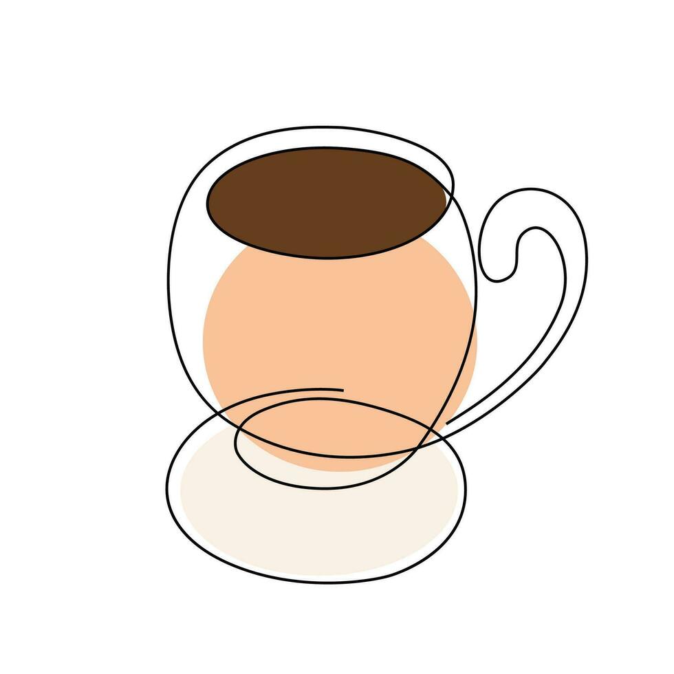 Cup of coffee continuous line art hand drawing. Coffee house logo. Vector. vector