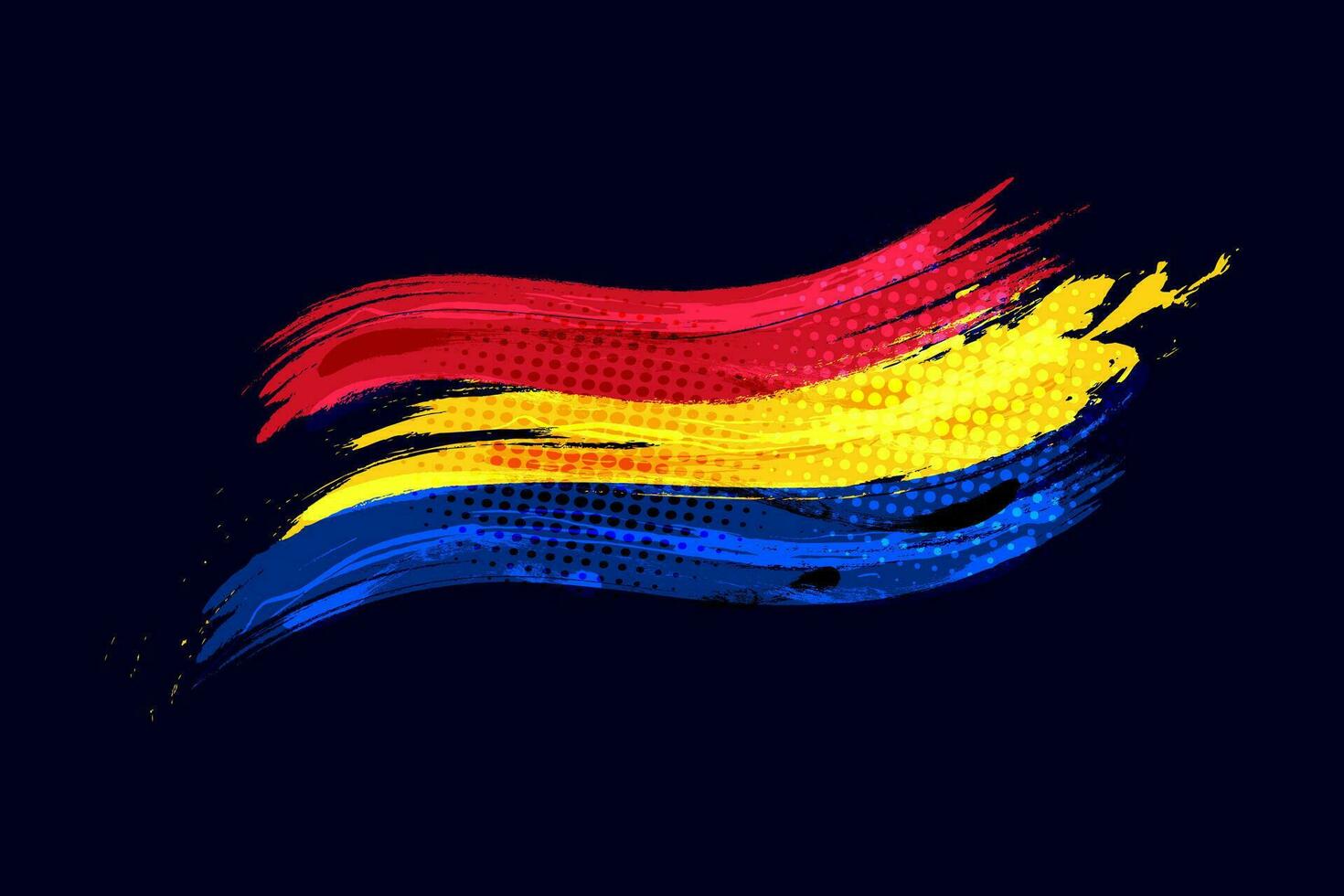 Armenian Flag Brushstroke Concept on Dark Blue Background with Halftone and Glowing Effect vector