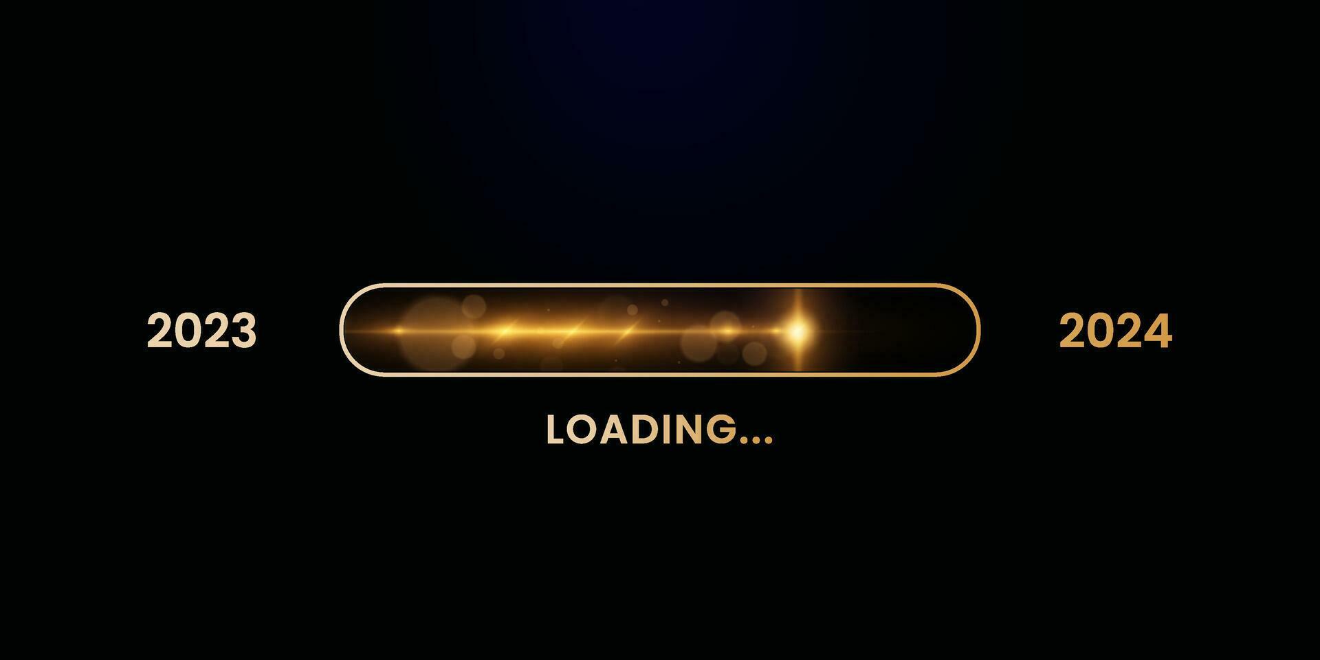 2024 Happy New Year gold blaster progress bar. 2023 to 2024 bar