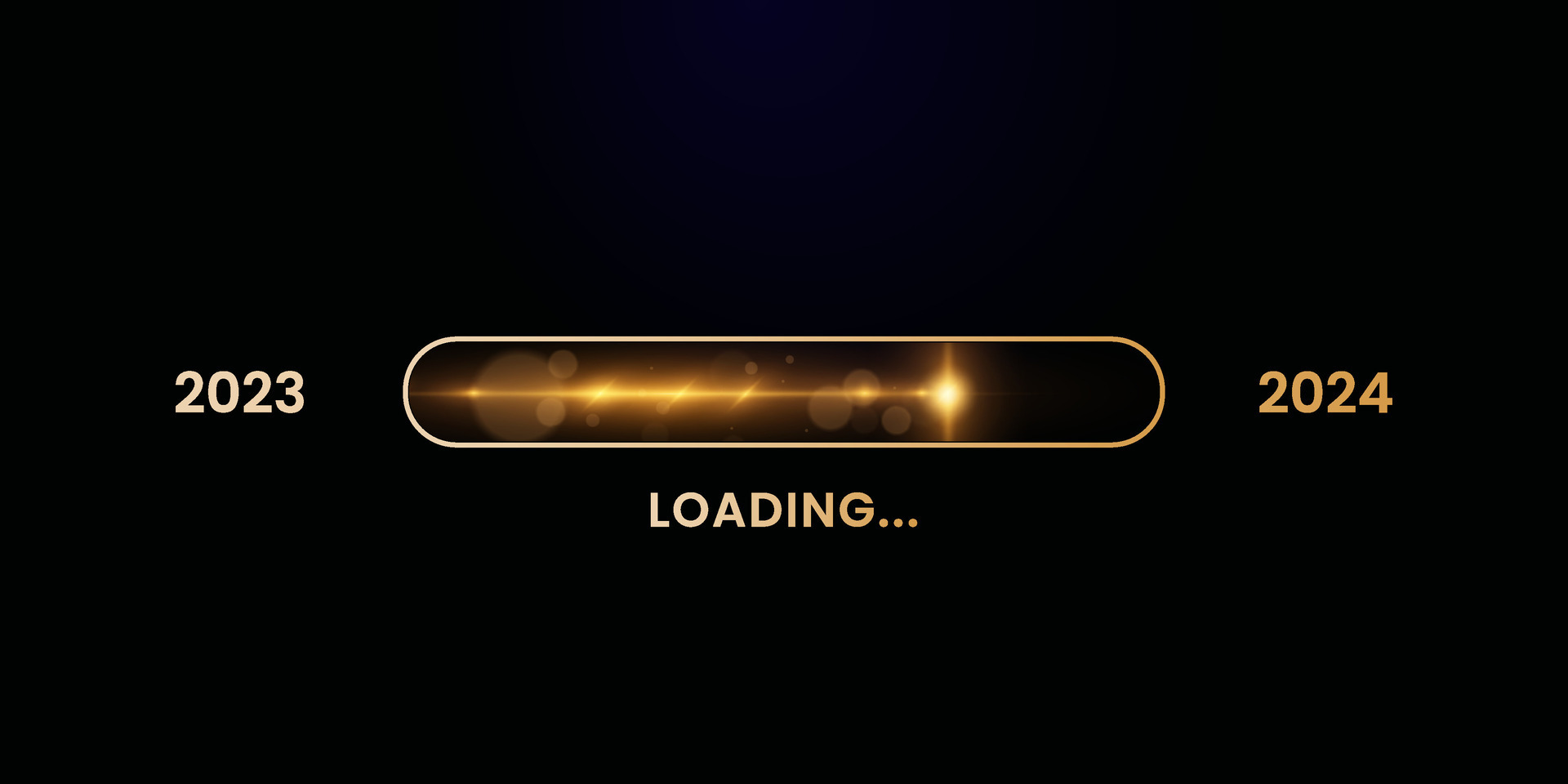 2024 Happy New Year gold blaster progress bar. 2023 to 2024 bar
