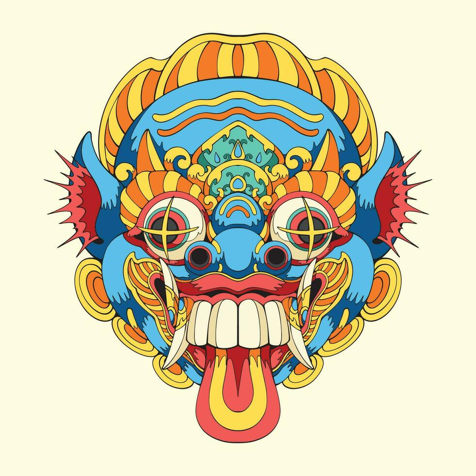Barong Dance Mask design art vector
