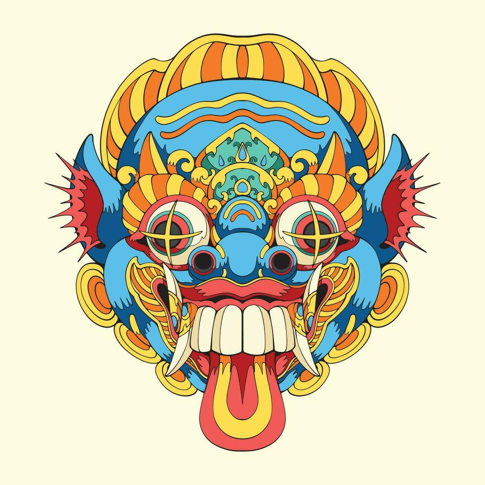 Barong Dance Mask design art vector