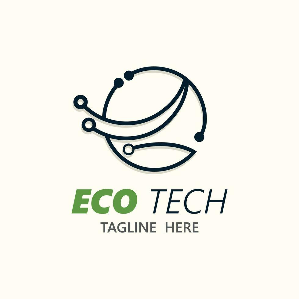 Eco technology business vector design modern. Nature technology logo with leaf and circuit tech minimalist vector illustration