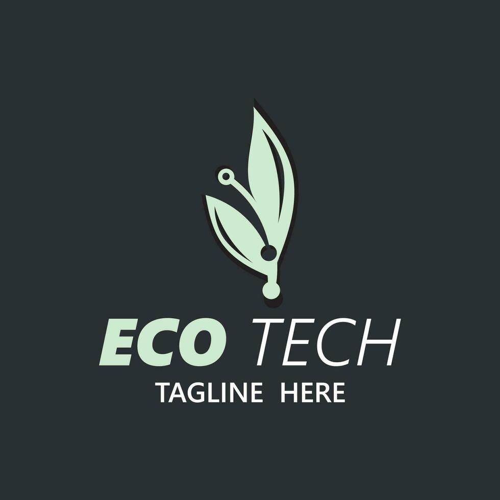 Eco technology business vector design modern. Nature technology logo with leaf and circuit tech minimalist vector illustration