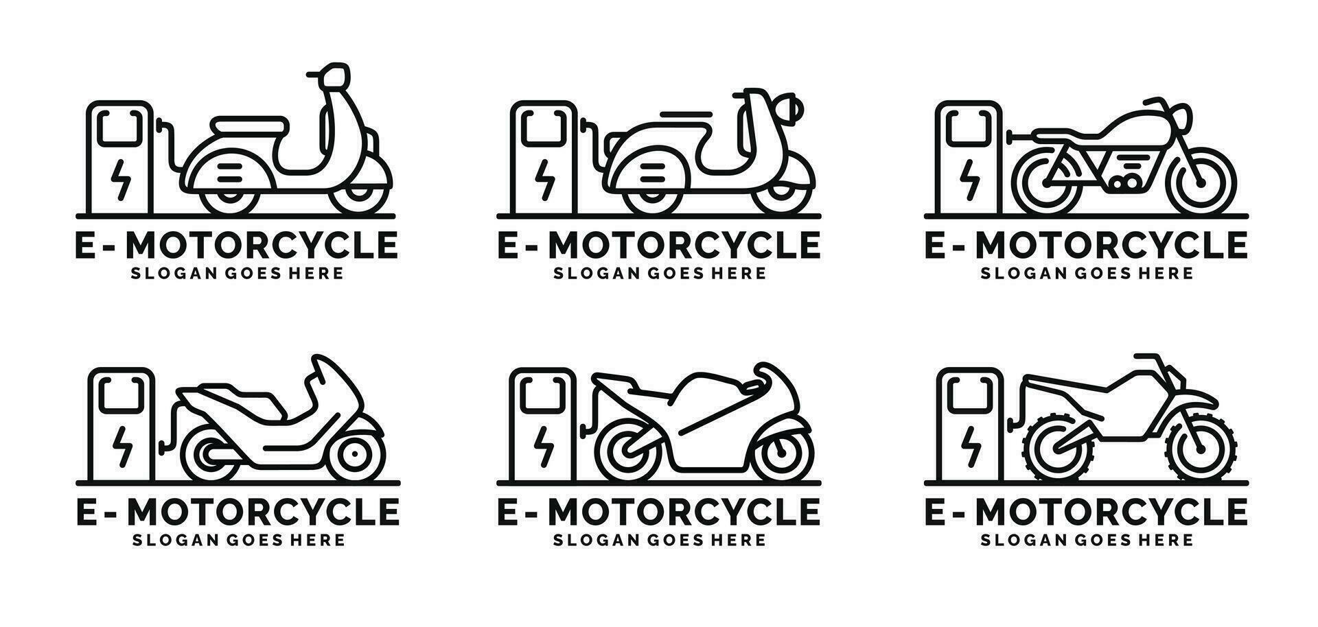 eléctrico motocicleta logo conjunto diseño vector