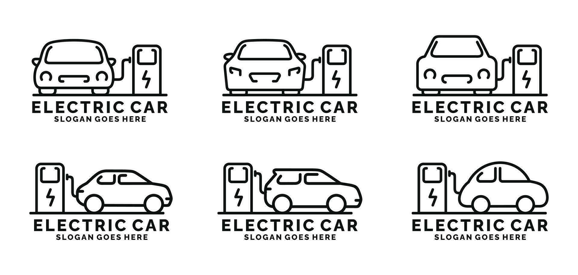 Electric car logo set design vector