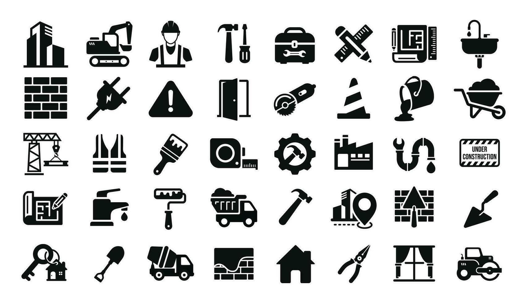 Construction icon set isolated on white background vector