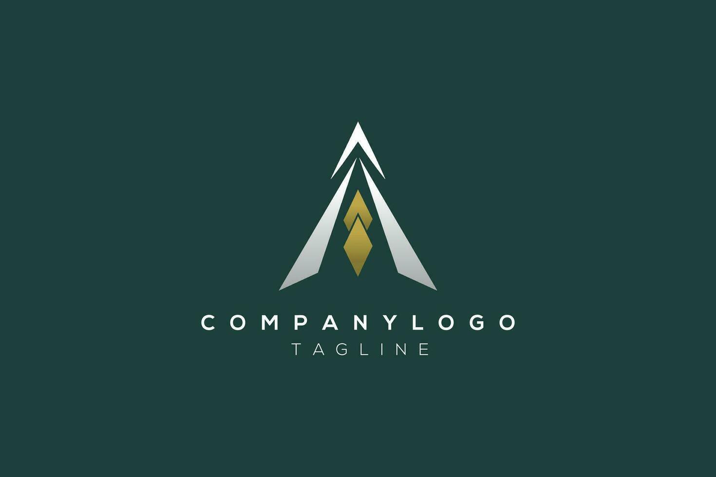 Creative Green and Golden letters AI A I logo with leading lines and road concept design. Letters with geometric Initial Logo design. Pro Vector