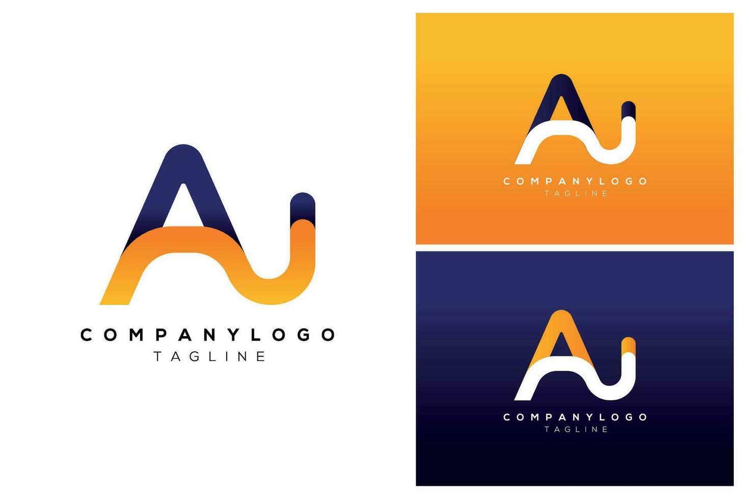 Initial letter ai abstract logo, curve rounded logo, gradient vibrant colorful Yellow and Blue colors Free Vector