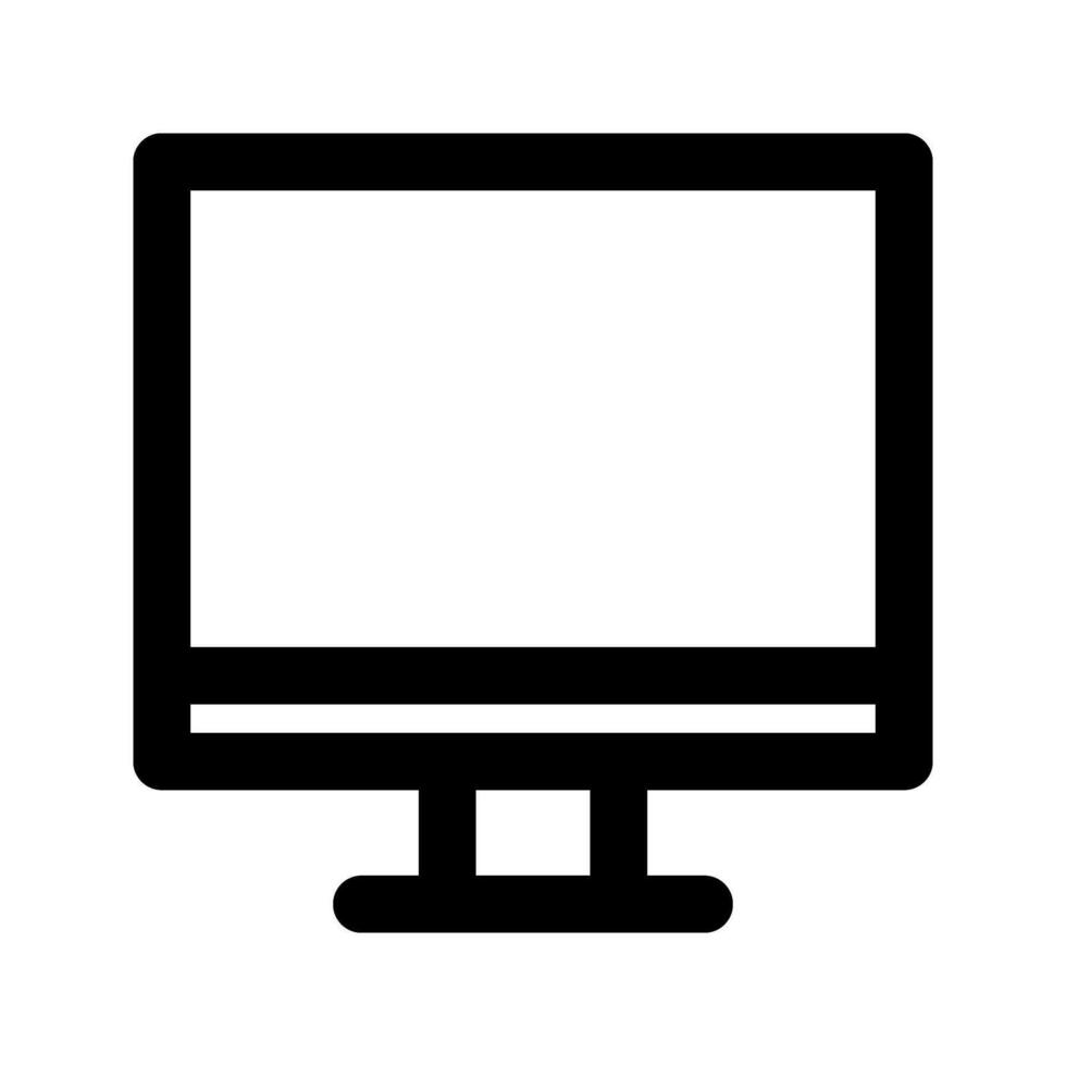 Computer Monitor Icon Vector. Flat Style. Black on White Background. vector