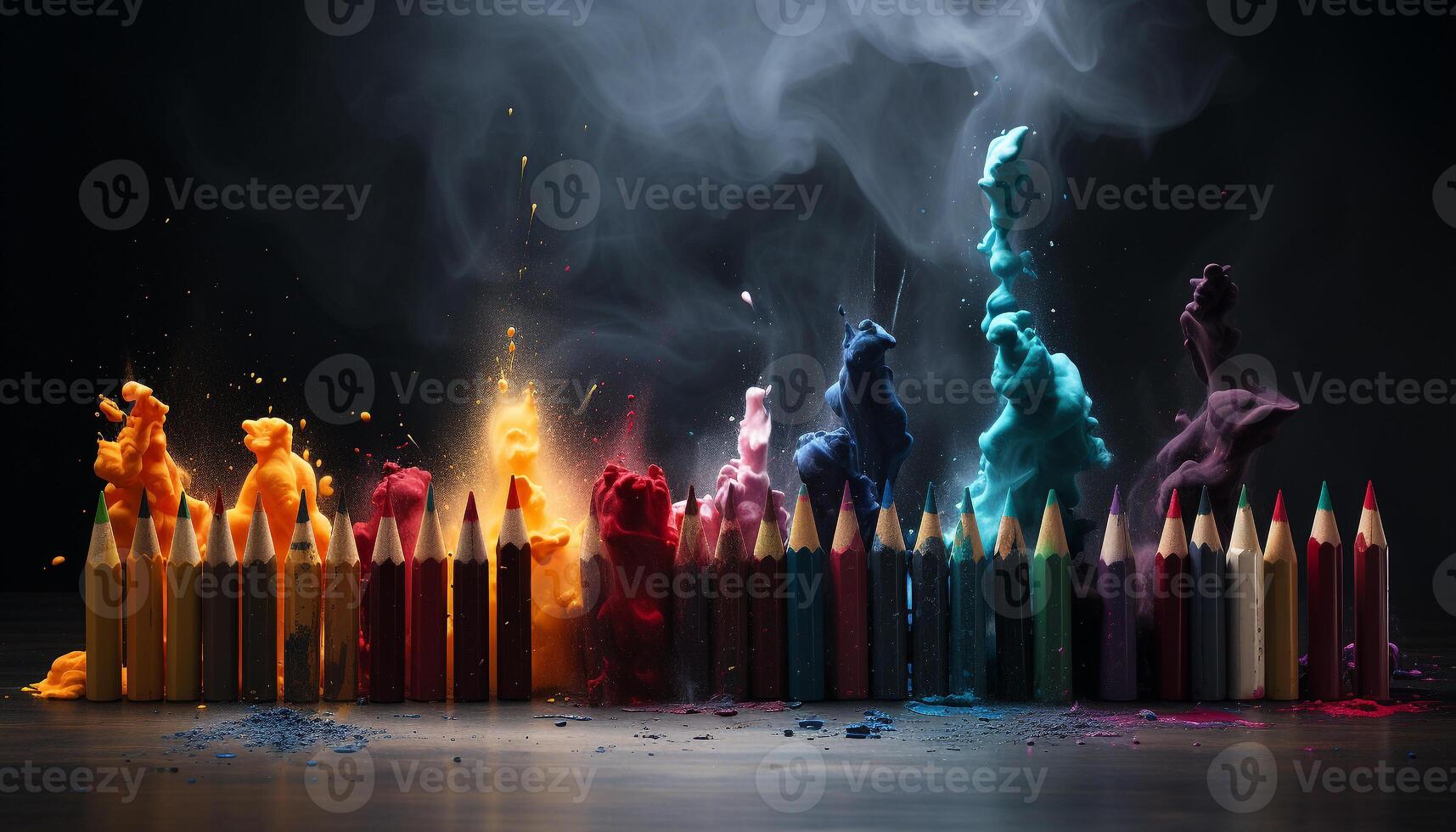 AI generated Vibrant colored toy blocks create a fun learning rainbow generated by AI photo