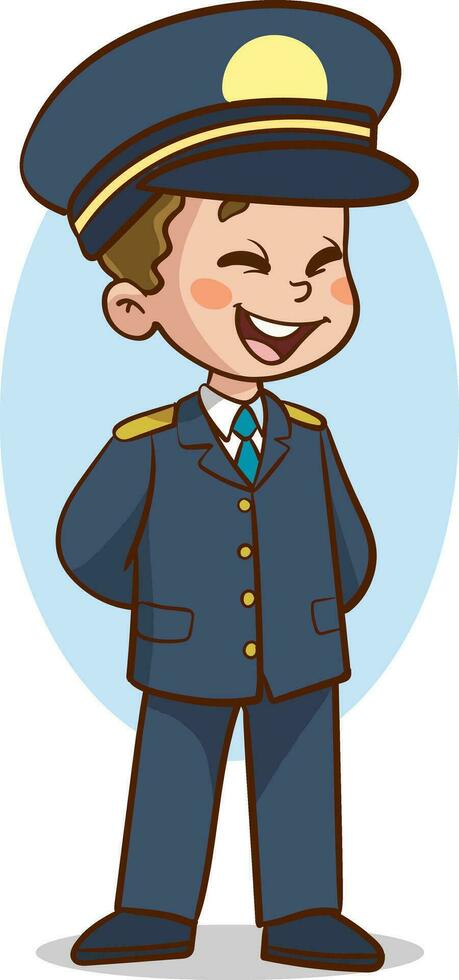 vector illustration of a Little kid Wearing a pilot Uniform