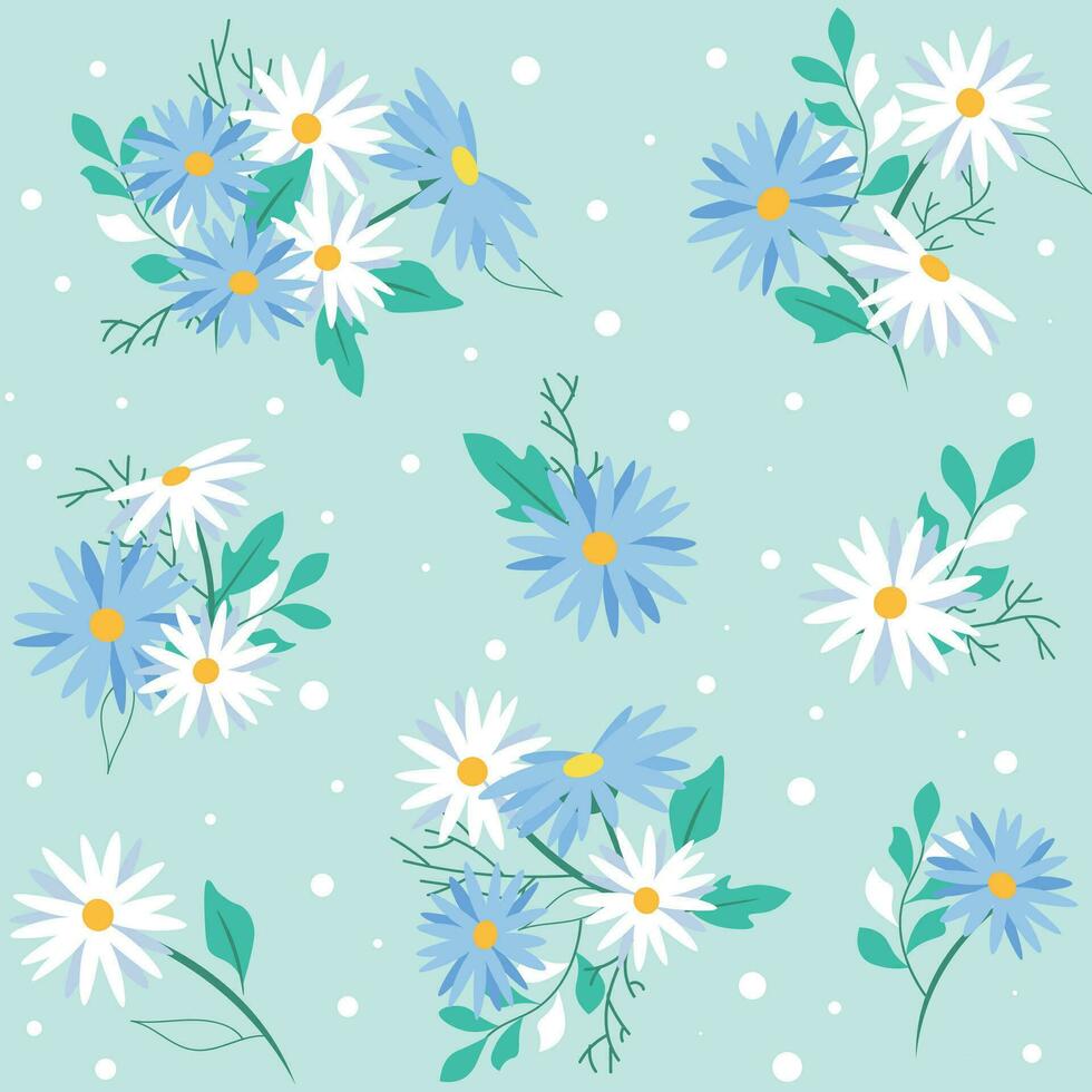 Seamless pattern with daisy flowers vector