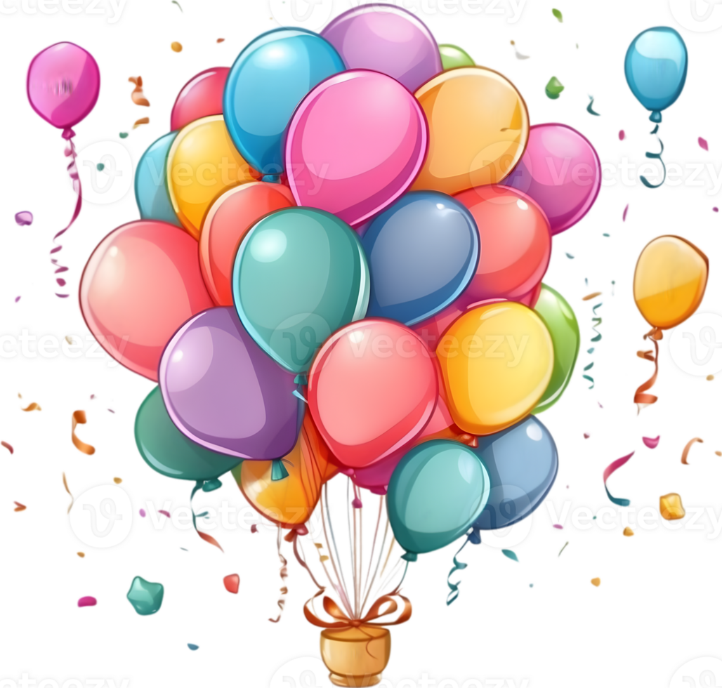 AI generated happy birthday balloon illustration, illustration, png illustration ai generative