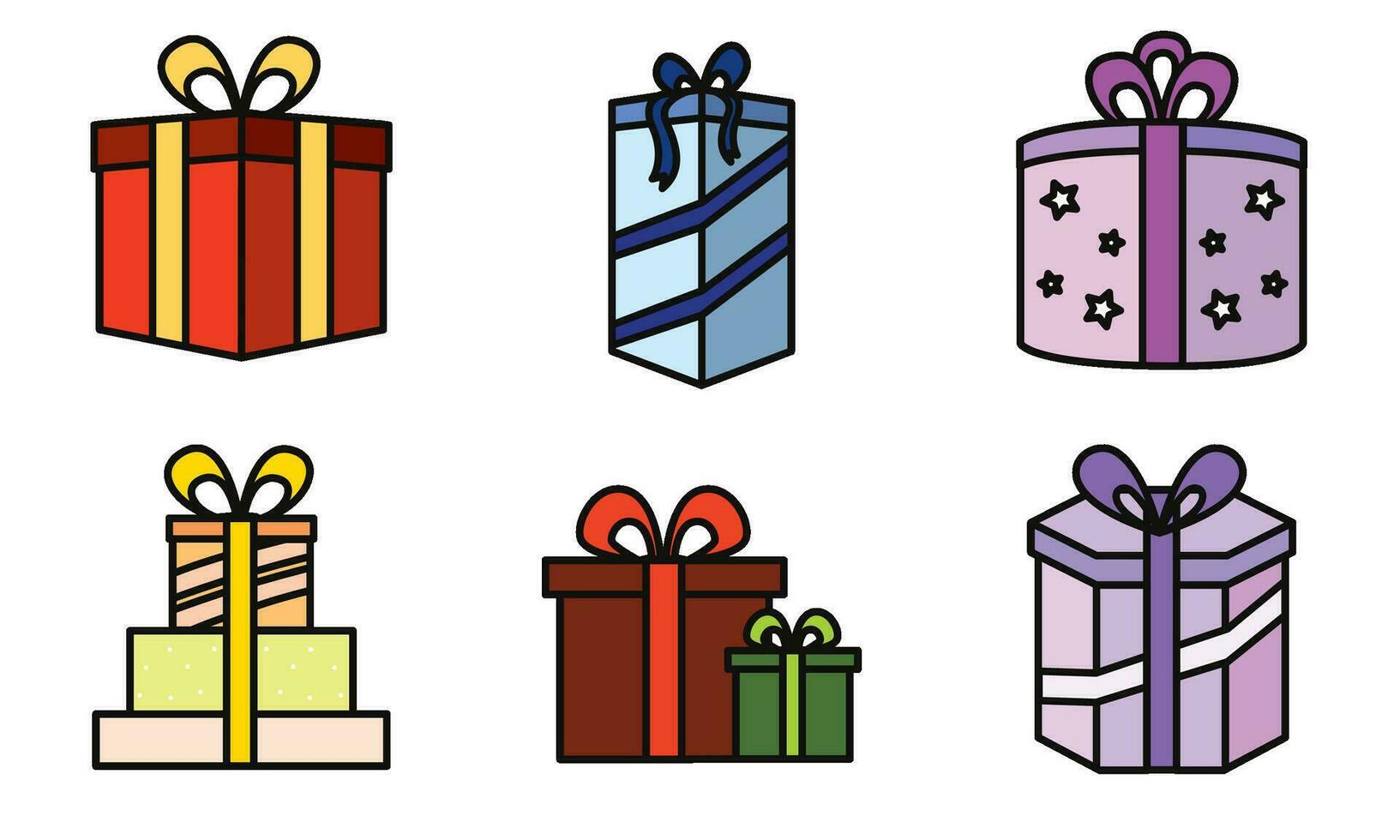 Set of present icons Vector illustration