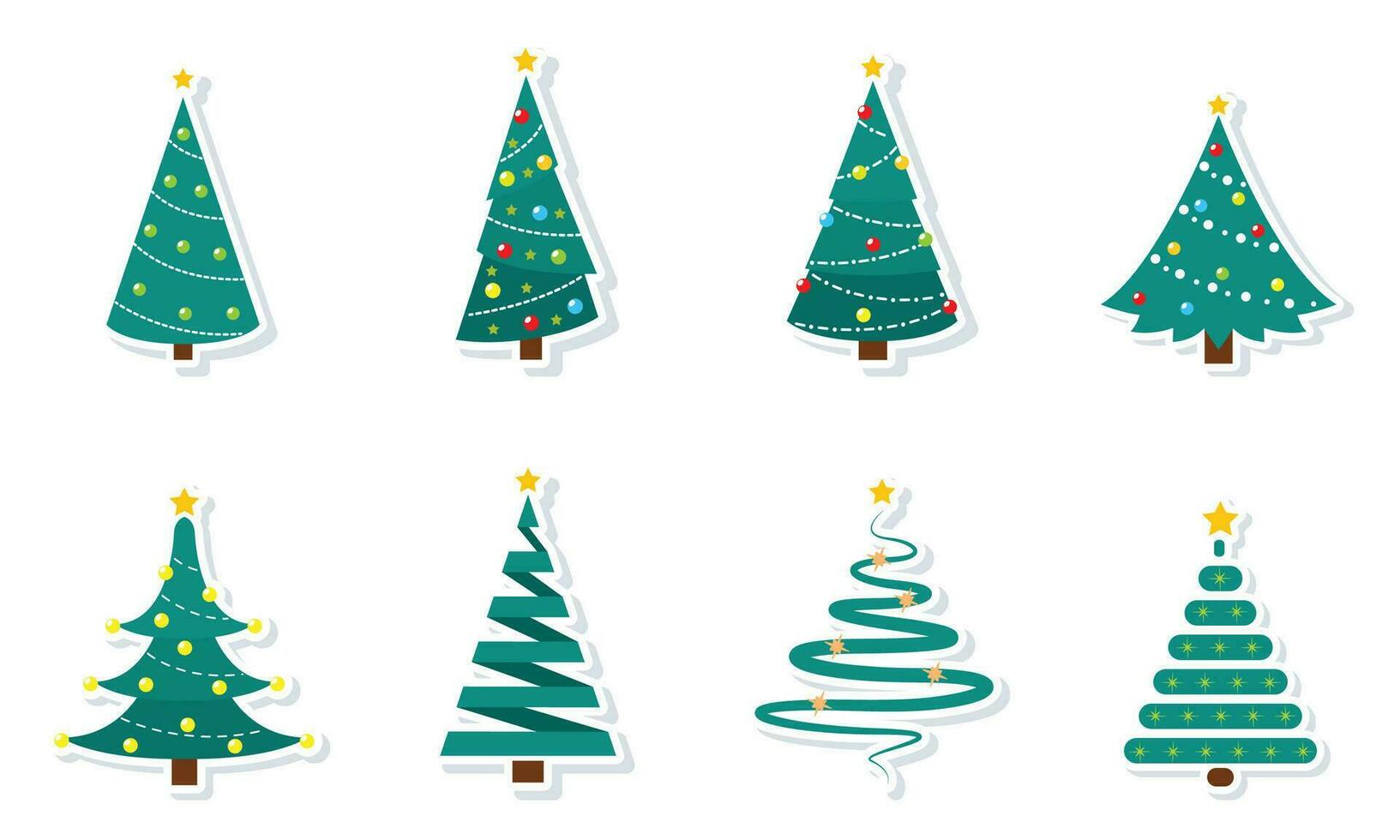 Set of colored christmas tree icons Vector illustration