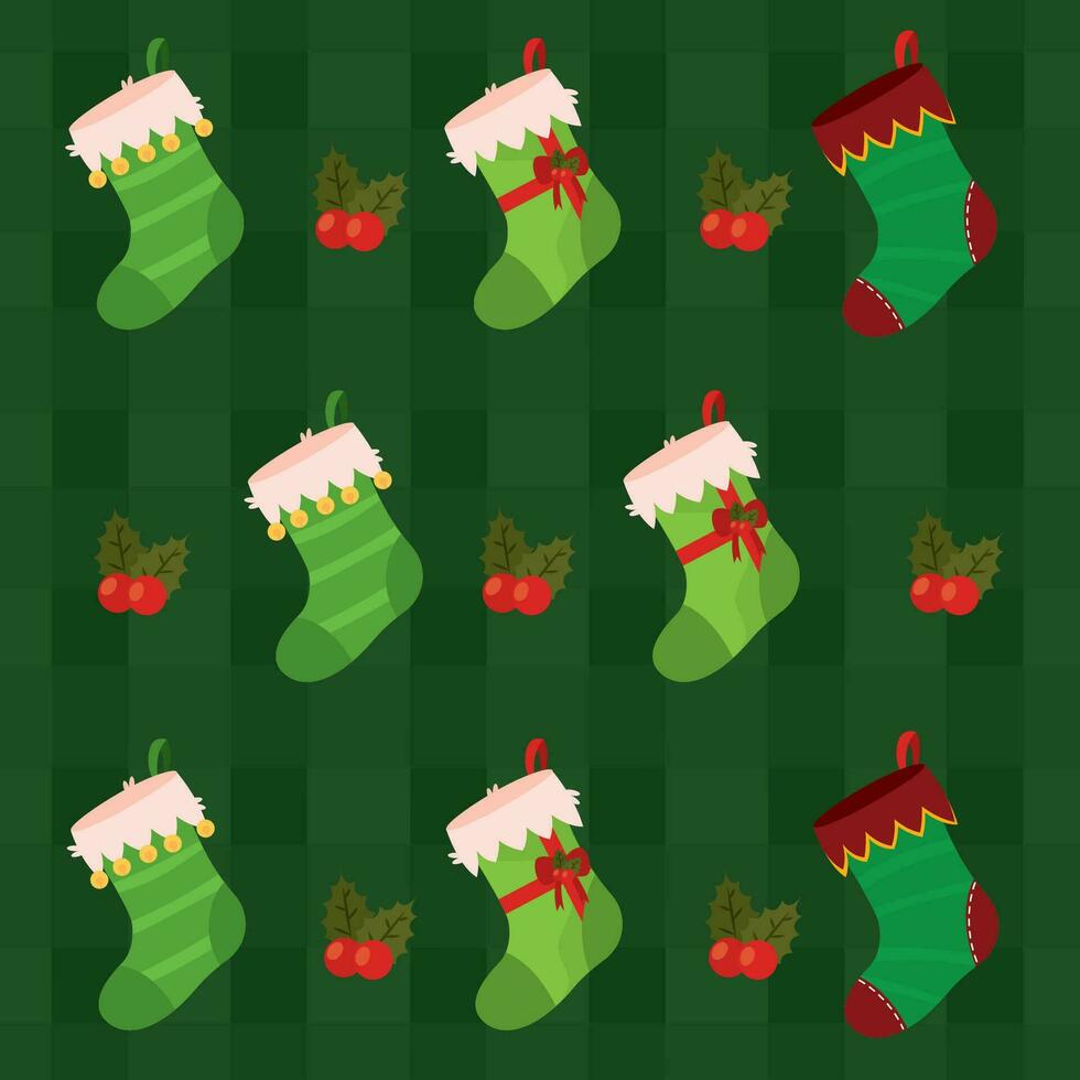 Christmas socks icons Pattern background Vector illustration