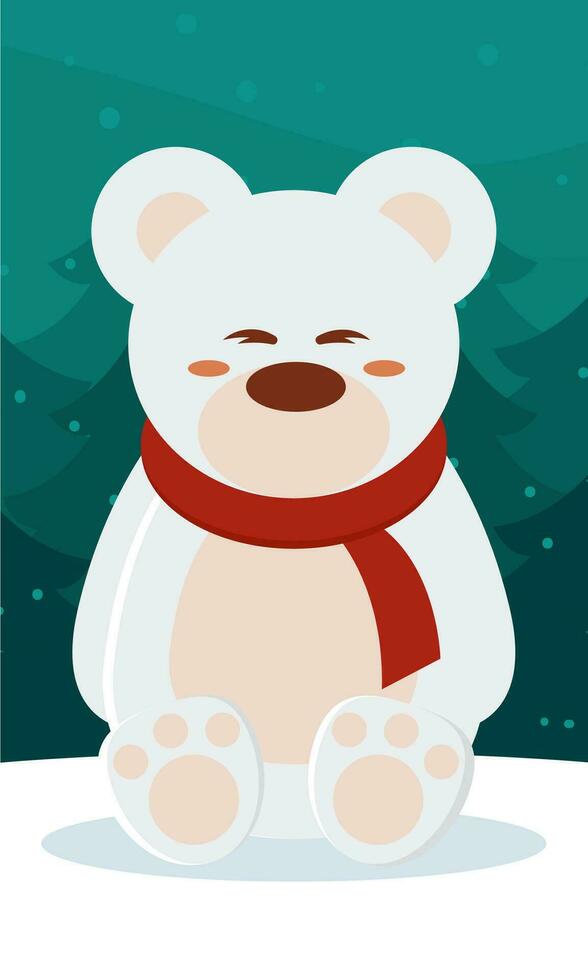 Cute polar bear christmas character Vector illustration