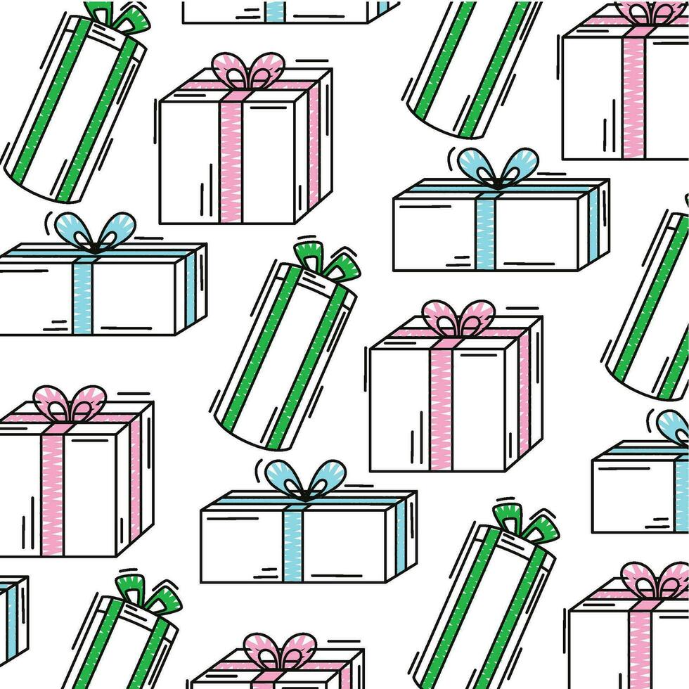 Colored present icons pattern background Vector illustration