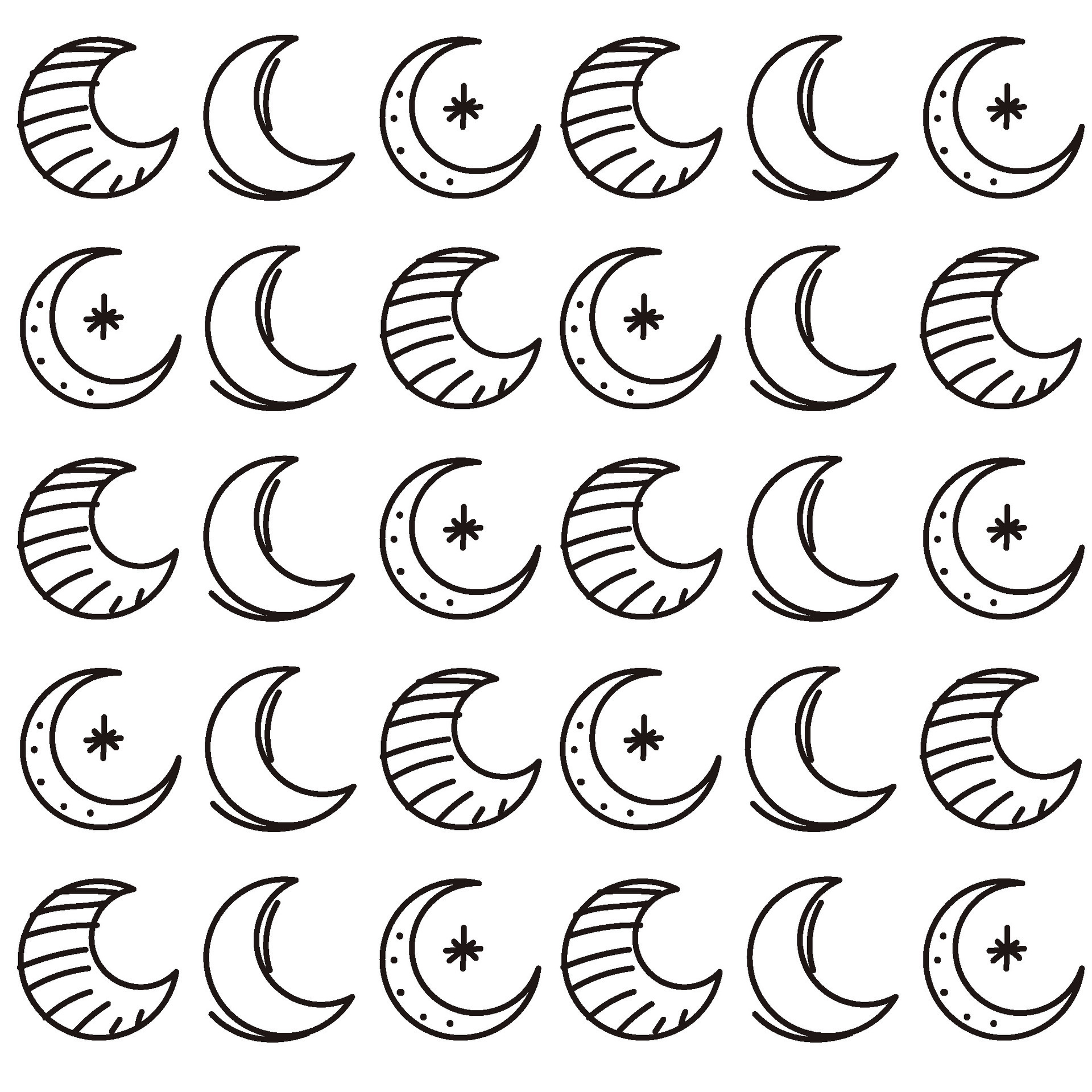 Moon shapes hand drawn background Vector illustration 34945279 Vector