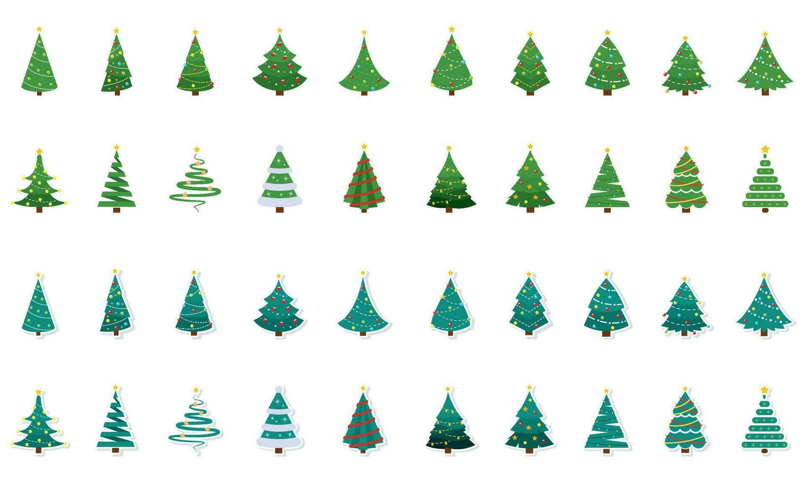 conjunto de de colores Navidad árbol íconos vector ilustración