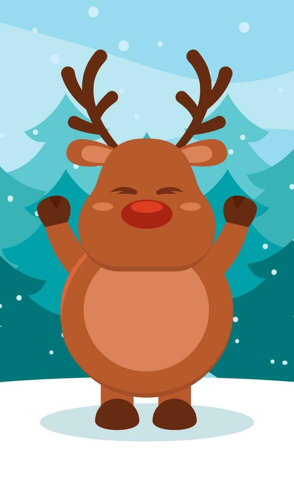 Cute reindeer christmas character Vector illustration