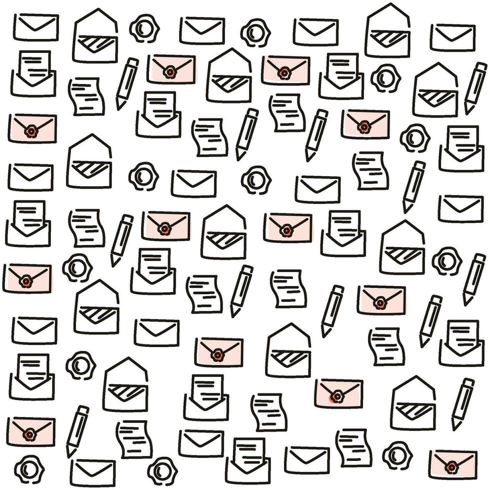 Message and letters sketches Hand drawn background Vector illustration