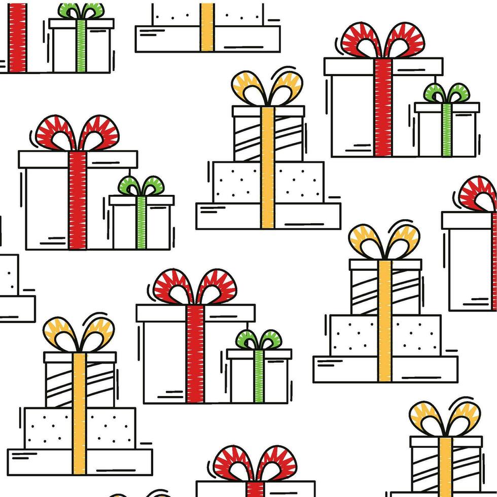 Colored present icons pattern background Vector illustration