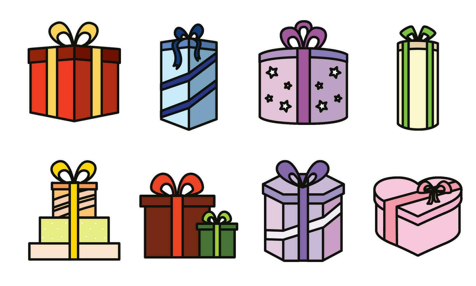 Set of present icons Vector illustration