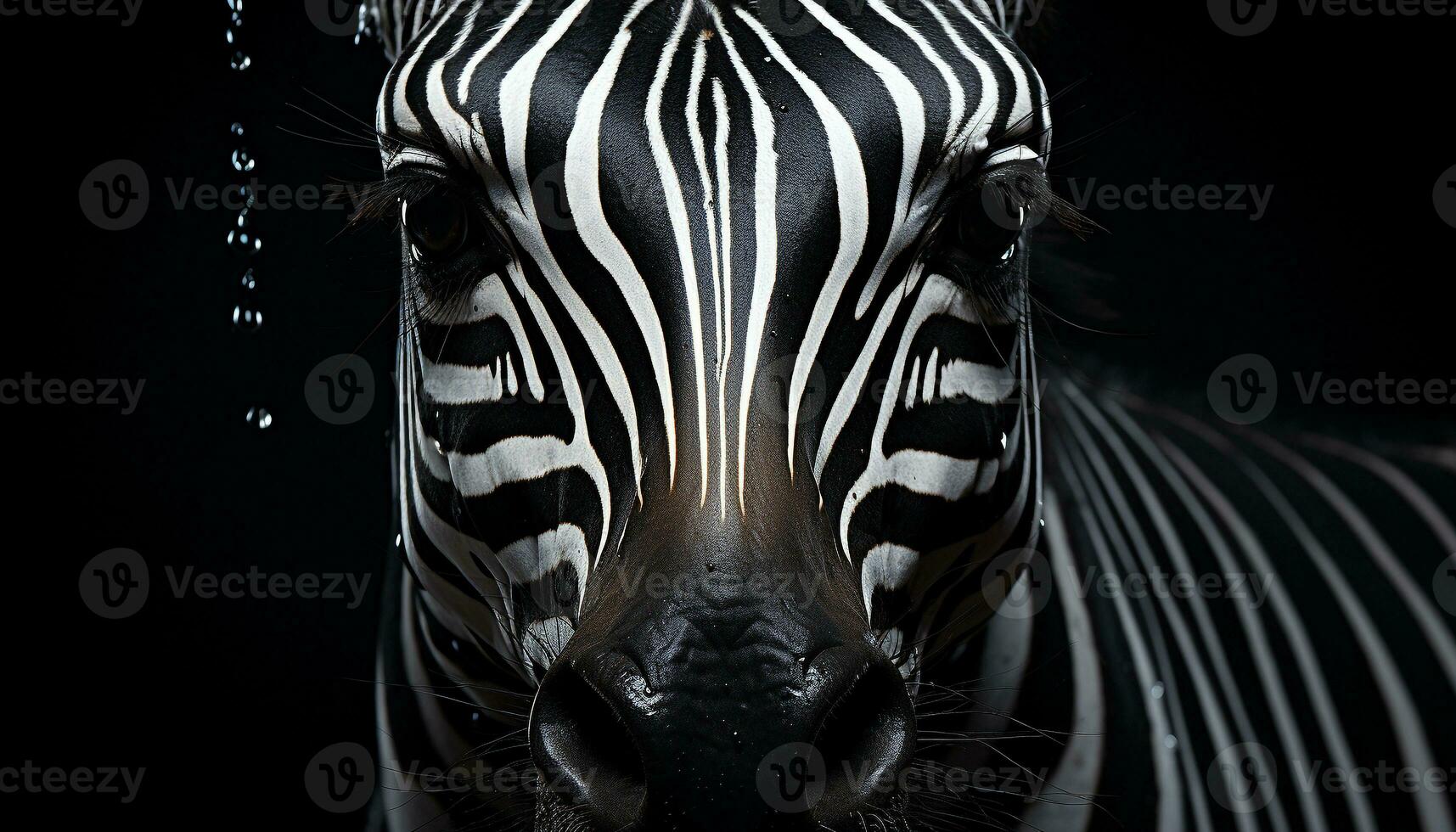 AI generated Striped zebra in Africa, a monochrome beauty in nature generated by AI photo