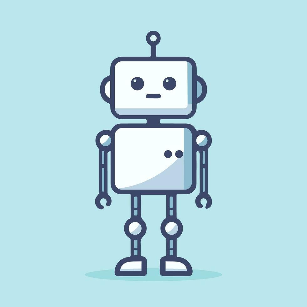 2d flat robot standing still color vector illustration icon simple element editable concept abstract doodle character for animation project cartoon robo metal man drawing chatbot customer service