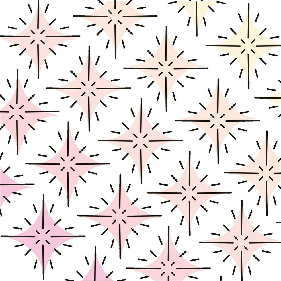 Pink star shapes sketches Hand drawn background Vector illustration