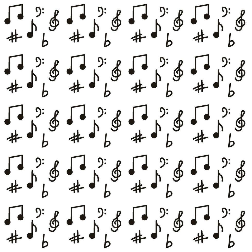 Musical notes hand drawn background Vector illustration