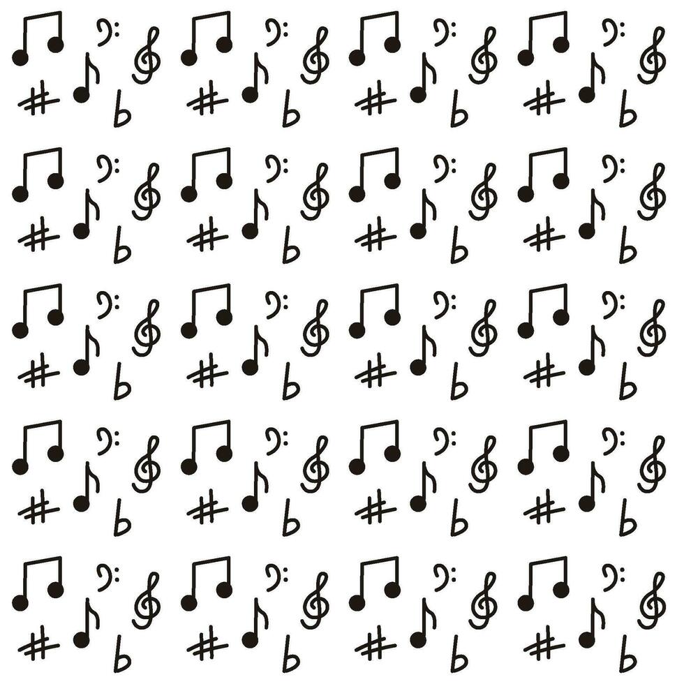 Musical notes hand drawn background Vector illustration