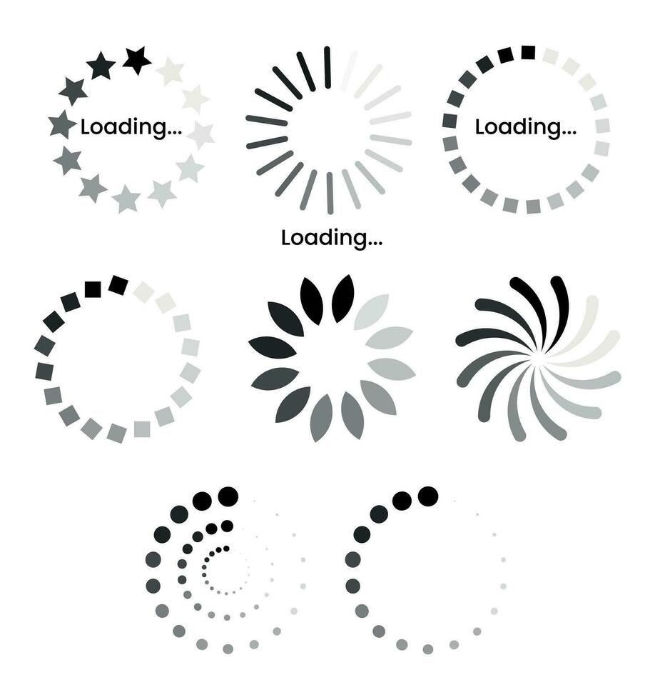 Loading icon set. Buffer loader or preloaded. Upload or download Collection of simple web download. vector