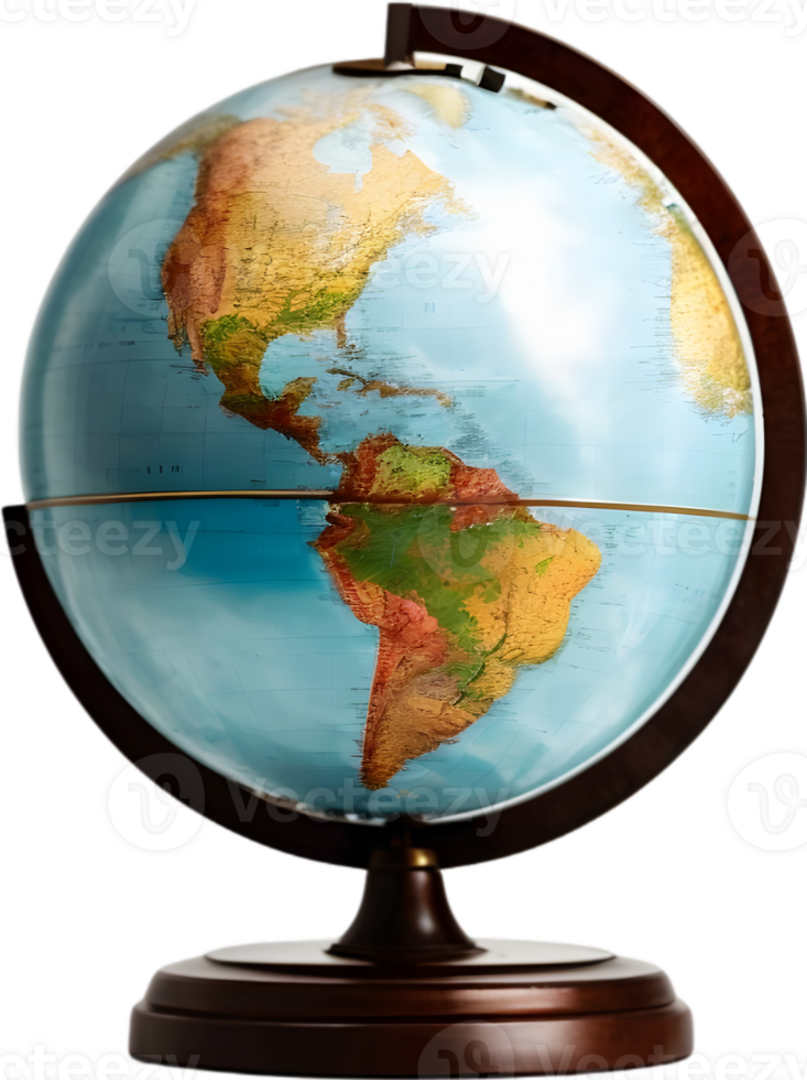 AI generated a globe on a stand with a transparent background ai generative png