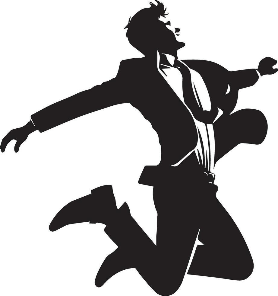 Business man jumping pose vector silhouette
