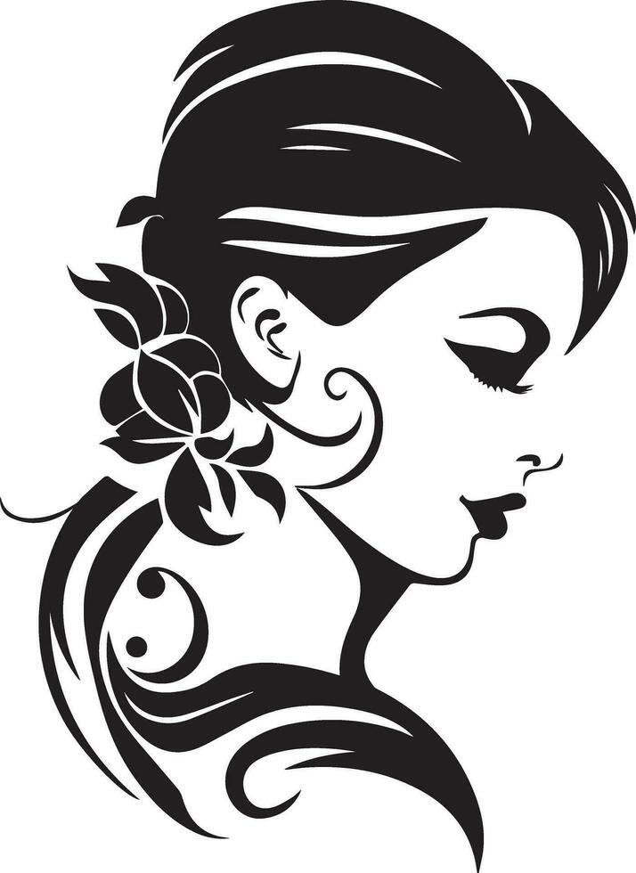 Woman face vector silhouette illustration 10