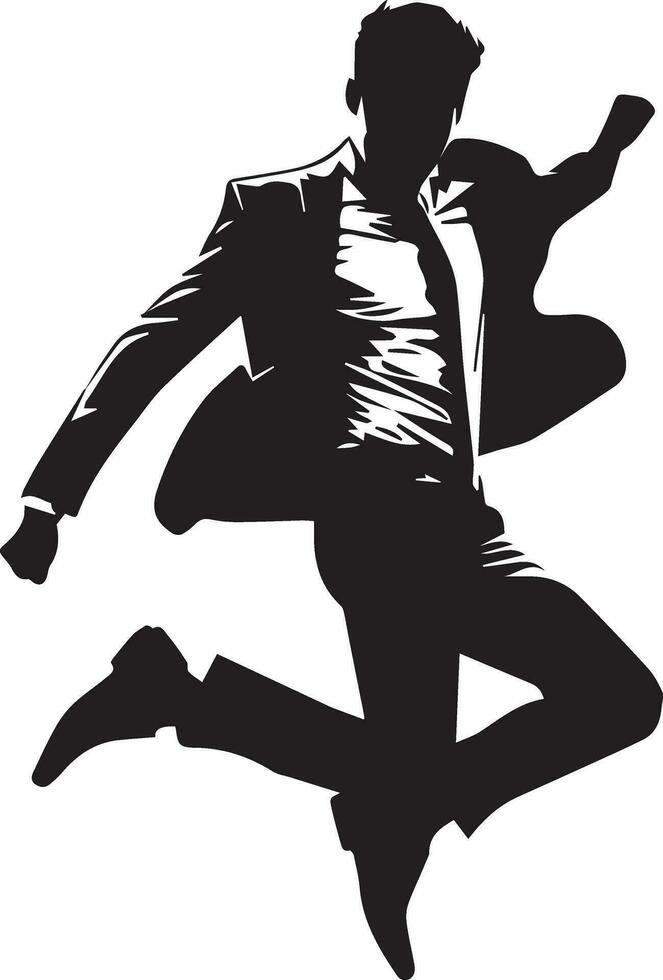 Business man jumping pose vector silhouette 9