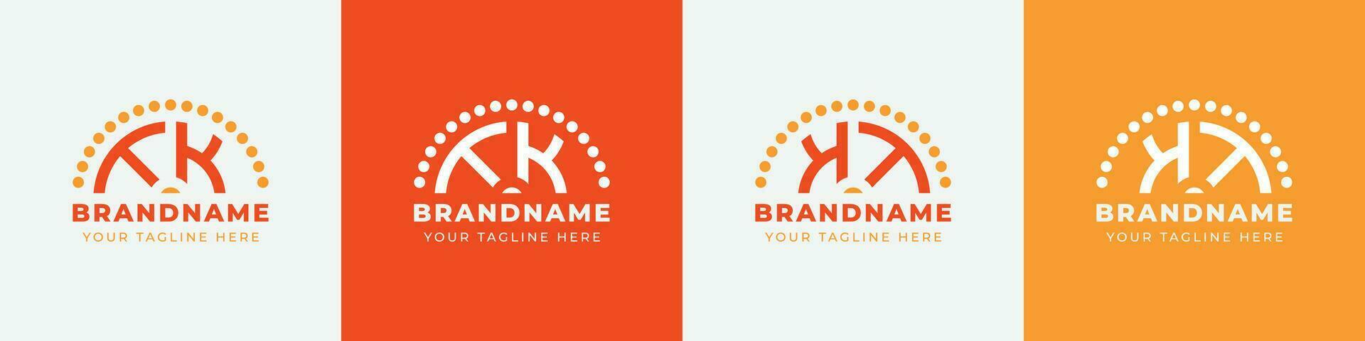 Letter KT and TK Sunrise  Logo Set, suitable for any business with KT or TK initials. vector