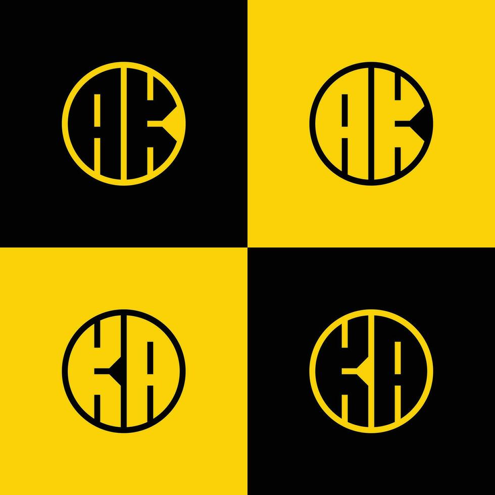 Simple AK and KA Letter Circle Logo Set, suitable for business with KA or AK initial. vector