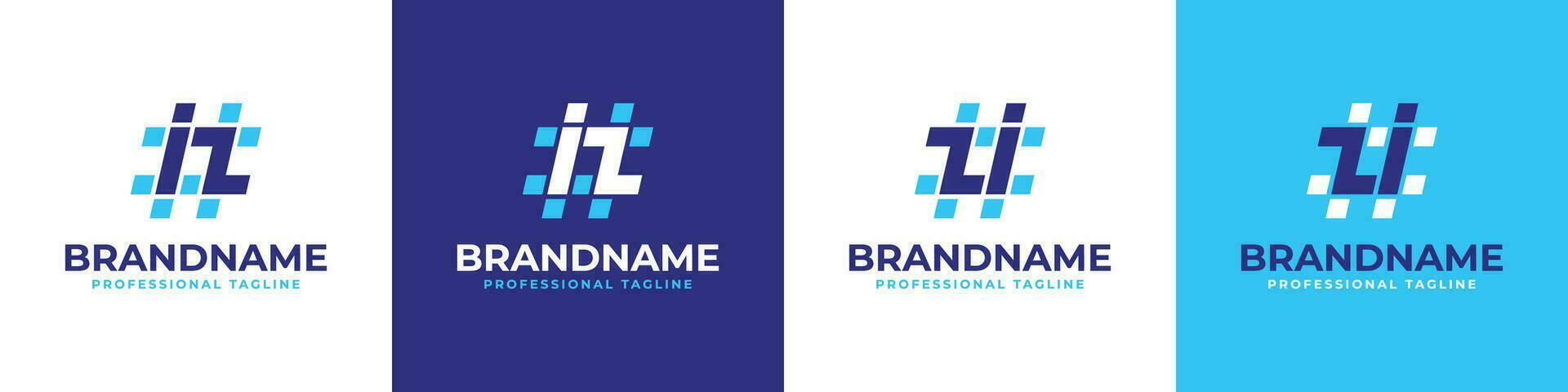 Letter IZ and ZI Hashtag Logo set, suitable for any business with IZ or ZI initials. vector