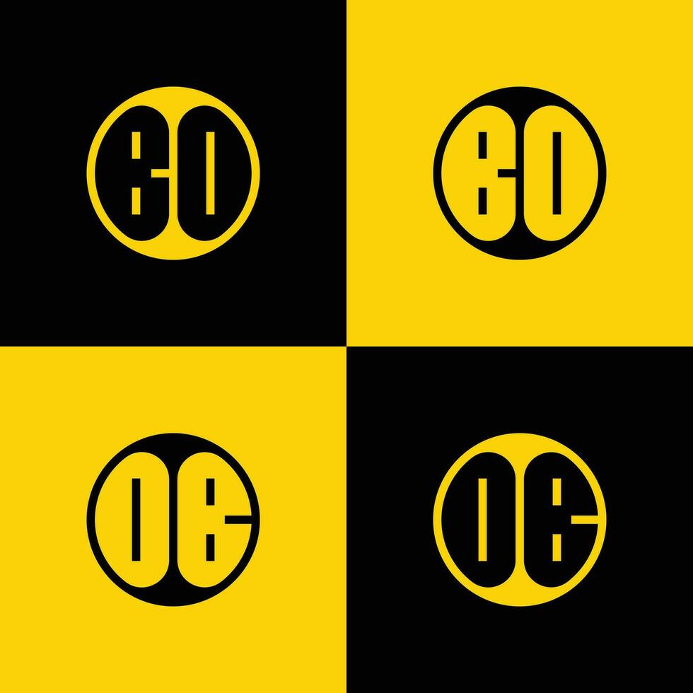 Simple BO and OB Letter Circle Logo Set, suitable for business with BO or OB initial. vector