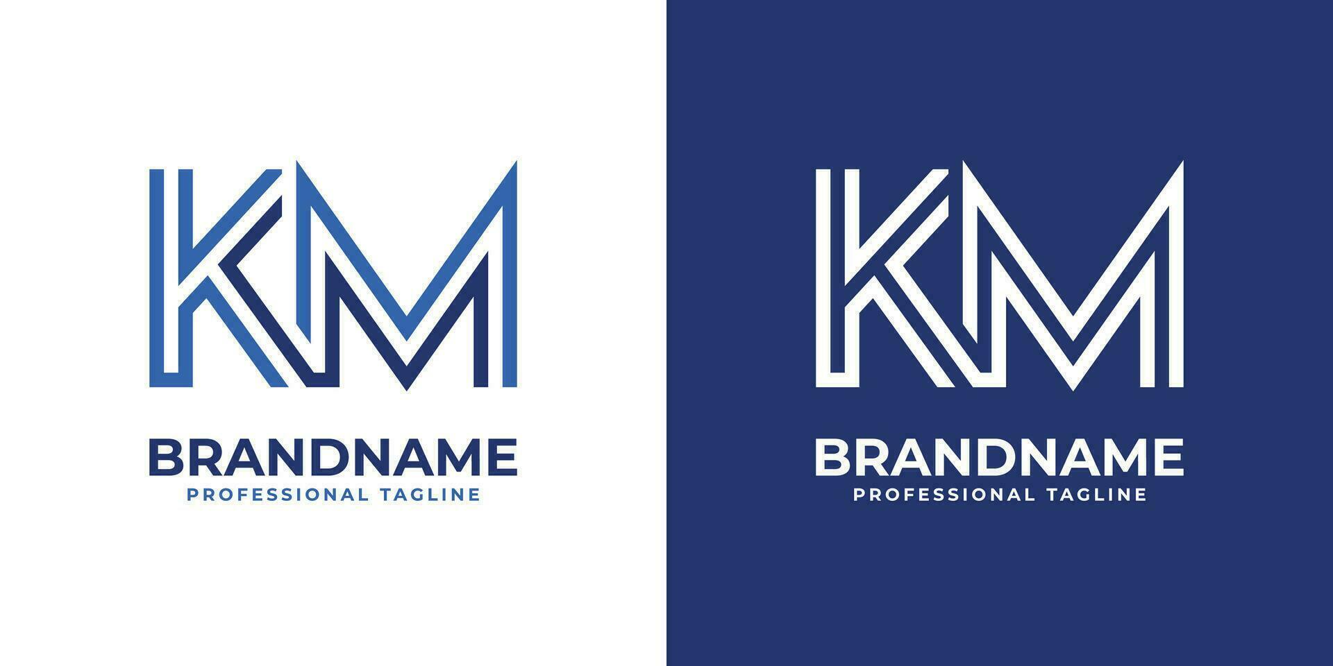Letter KM Line Monogram Logo, suitable for business with KM or MK initials. vector
